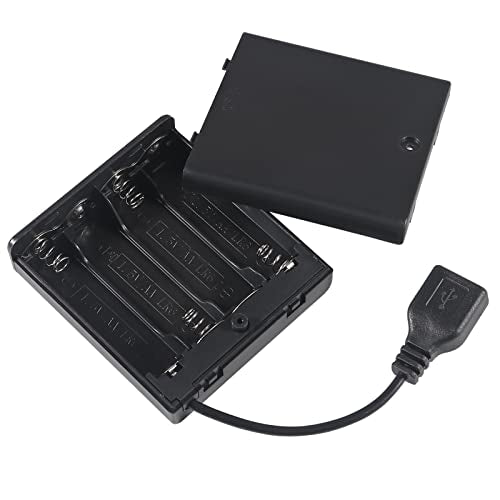 3pcs 4 AA Battery Holder USB Female Socket 4 AA Battery Case Box Holder with Cover and On/Off Switch - color: 4 AA Battery Holder with USB