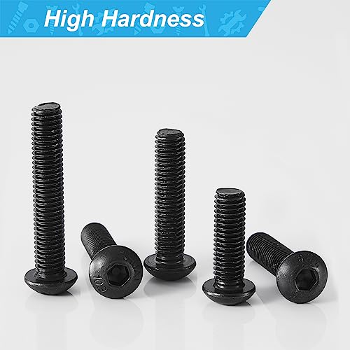 M3 x 30mm 35mm 40mm 45mm 50mm Button Head Socket Cap Screws Bolts, 10.9 Grade Alloy Steel, Black Oxide Finish, Metric Allen Hex Drive, Fully Threaded, Assortment Kit 75Pcs - size: Button M3x30-50 mm