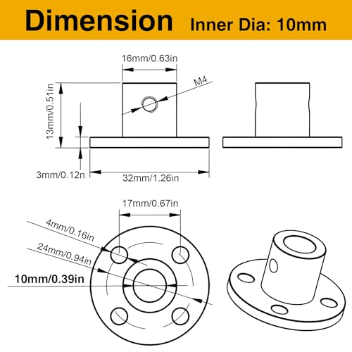 4PCS 10mm Shaft Coupler, Rigid Flange Coupling Connector - size: 10mm 4Pcs