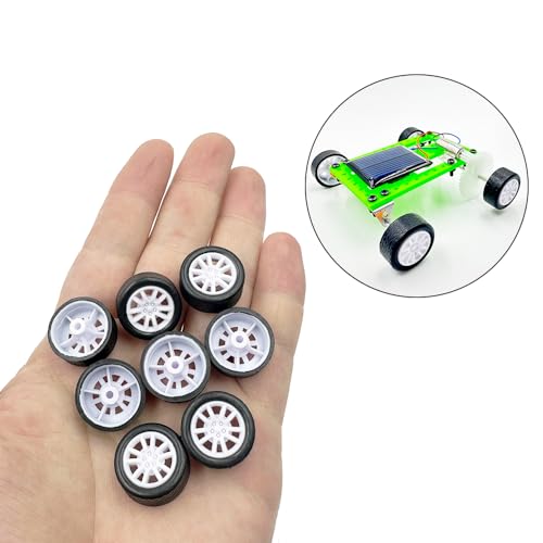 10PCS Toy Car Wheels 18mm Rubber Tire with 5PCS Shaft Round Axles for for DIY Model Toy RC Car Accessories Parts (2X18MM) - style: 2X18MM