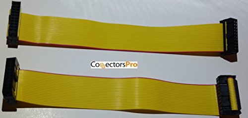 PC Accessories - Connectors Pro 20P 28cm 10 Inches Length 2-Pack Yellow Flat Ribbon Cable with 2.54mm FC 20 Pins 2x10 Female to Female Connector (20P-28cm-2PK) - size: 20P-28cm-2PK