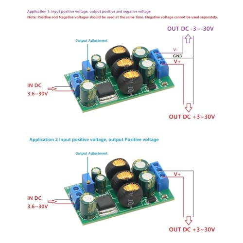 20W DC-DC 3.6V-30V to +/- 5V 6V 9V 10V 12V 15V 24V Dual Power Supply Positive Negative Dual Output Power Supply DC DC Step-up Boost Buck Voltage Converter Module