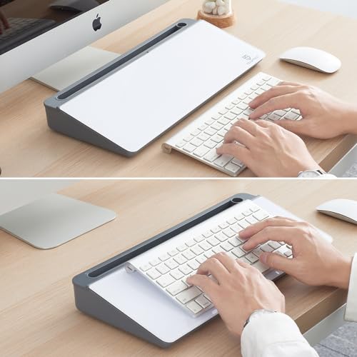 Small Desktop Glass Whiteboard Dry-Erase-Board - Computer Keyboard Stand White Board Surface Pad with Drawer, Desk Organizers with Accessories for Office, Home, School Supplies - Grey - color: Grey