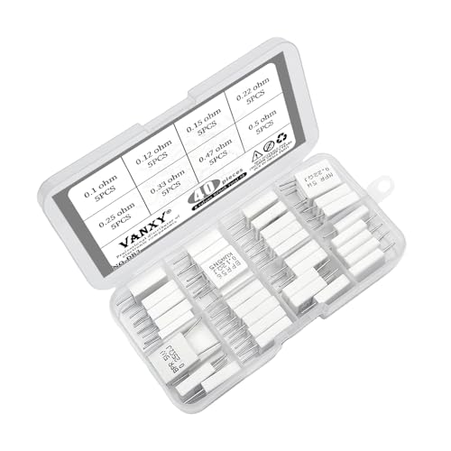 40Pcs 5W Cement Resistor BPR56 Ceramic Non-inductive Lead Wire Kits