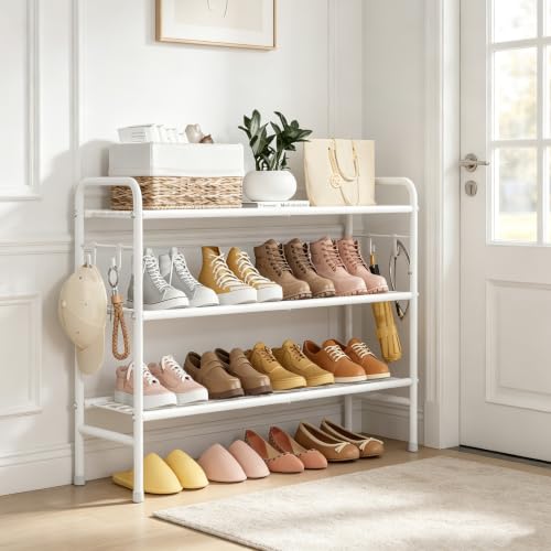 VILICK Metal Shoe Rack for Closet 33" Wide Shoe Organizer for Entryway - color: White