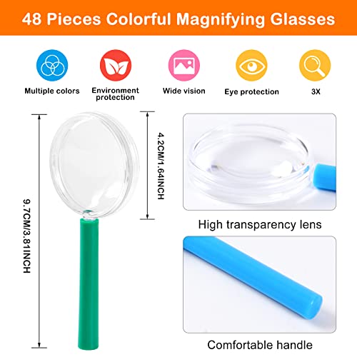 Magnifying Glass for Kids Mini Magnify Glasses Hand Lens 48 Pack 5X