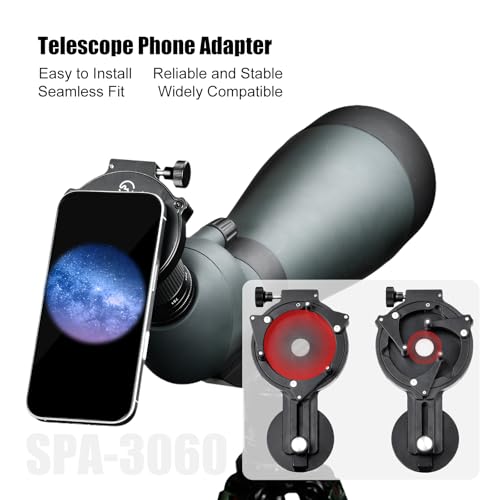 SUNWAY SPA-3060 Universal Magnetic Smartphone Adapter for Binoculars, Monoculars, Spotting Scopes & Biology Microscopes,Works with Cell Phone & Eyepiece Outer Diameter 22-60mm