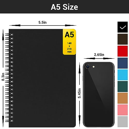 EUSOAR Graph Paper Notebook, A5 6Packs 5.5"x8.3" 120 Pages Hardcover Grid Paper Notebook Journals, Wirebound Journal Composition Notebook for Engineering Math Science College Office Note Taking-Black - size: A5, style: Graph