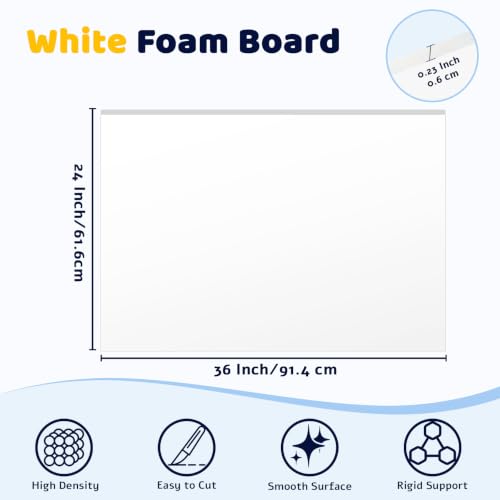 AKONEGE 3 Pack White Foam Board 24" x 36" x 0.23" (6mm) for Art Craft - color: White, size: 3PCS