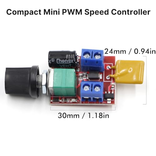 RioRand PWM DC Motor Speed Controller 5A 3V-35V Speed Control Switch LED Dimmer for DC Brush Motor Fan DIY Projects (2PCS)