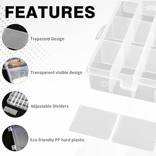 OALCQ 36 Grids 2 Pcs Bead Organizer and Storage Tackle Box for Rock Collection, Washi Tape, Small Items - Plastic Container - size: 36 grids 2 pcs