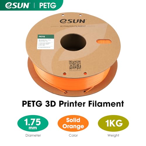 eSUN PETG Filament 1.75mm, 3D Printer Filament PETG, Dimensional Accuracy +/- 0.05mm, 1KG Spool (2.2 LBS) 3D Printing Filament for 3D Printers, Solid Orange - color: L-solid Orange, size: PETG 1.75MM - 1KG