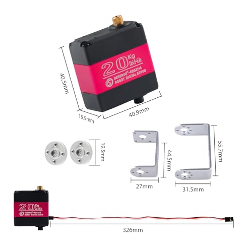 RDS3218 Digital Servo, 20KG Dual-Axis High Torque, Waterproof IP66, Full Metal Gear with U Bracket, 180° Adjustable, for RC Cars, Crawler, Robot, 1/8 1/10 Scale Buggy (1PCS 270 Degree Servo)