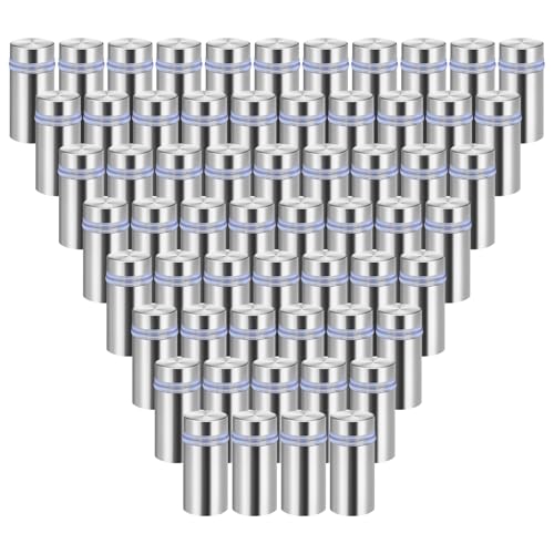 60 Pcs Sign Standoff Screws, Advertising Screws Stainless Steel Wall Standoff Mounts Glass Acrylic Nail for Glass Artwork and Sign Displays, Stainless Steel Sign Mounting Bracket (1/2 x 1 Inch)