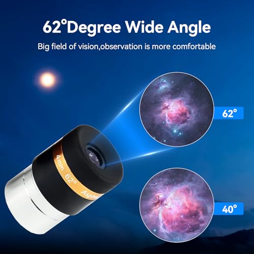 SVBONY Eyepieces 4mm Telescopes Lens and SVBONY 2X Barlow Lens, Wide Angle 62 Degree Aspheric Eyepiece HD Fully Coated Telescope Accessory, Barlow with M42 Thread