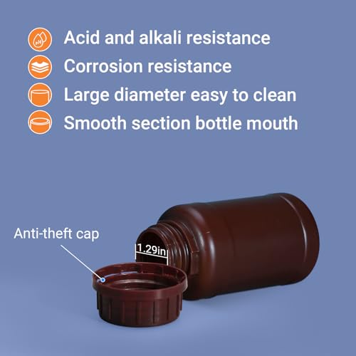 8 oz Black HDPE Wide Mouth Sample Bottles, Light-Proof Plastic Reagent Bottles with Leakproof Sealed Caps, 4 Pack - color: Black, size: 8 ounces
