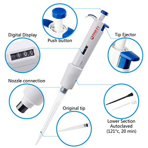 FOUR E'S SCIENTIFIC 1-10mL Pipette, Adjustable Volume Micropipette - size: 09 (1-10mL)