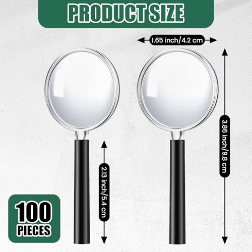 Kingdder 100 Pcs 10x Magnifying Glasses Bulk Handheld Magnifiers, Black - color: Black