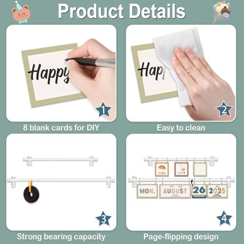 96 Cards Classroom Bulletin Board Decorations Set for Teachers,Flip Calendar with Holder for Classroom,Adjustable Calendar,Preschool Elementary Home Decor Supplies(Boho) - style: Modern Boho