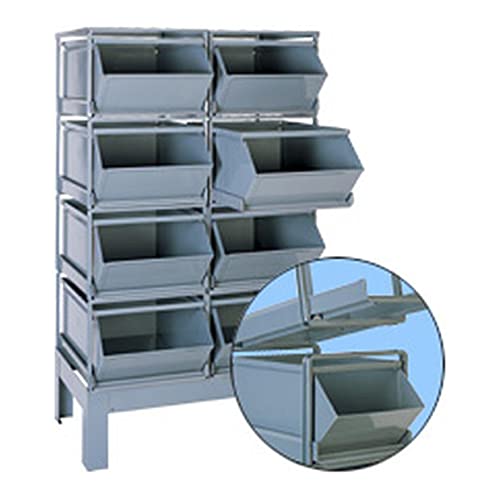 1-4RR Stack Rack 16 Gauge Steel Roller Bearing Stack Rack Pre-Configured Stackbin Unit, No 4, Gray, 16-7/8" Length, 12-3/8" Width, 10-1/8" Height