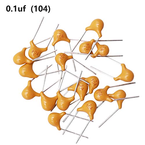 mxuteuk 120PCS 0.1uF 104 100nF Multilayer Monolithic Ceramic Capacitor 5.08mm - size: 0.1uF-104
