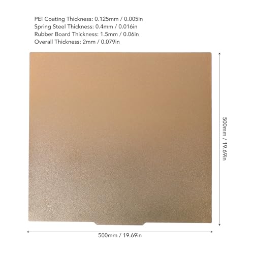 PEI Build Plate 500x500mm Textured Flexible Spring Steel