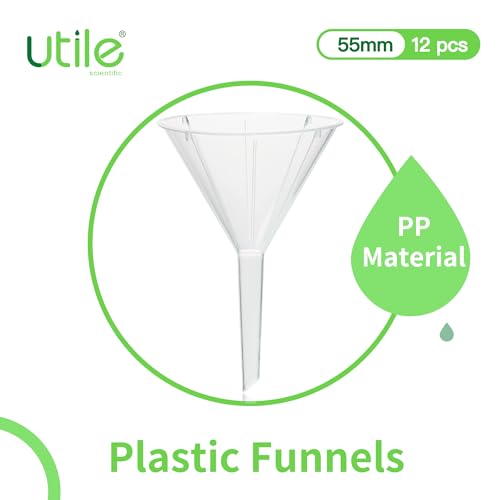 Utile 12pcs Plastic Analytical Funnel Set, PP Material, Top Diameter 50mm, Small Funnel for Lab Bottles, Recreational Activitie, 4512.0013.12