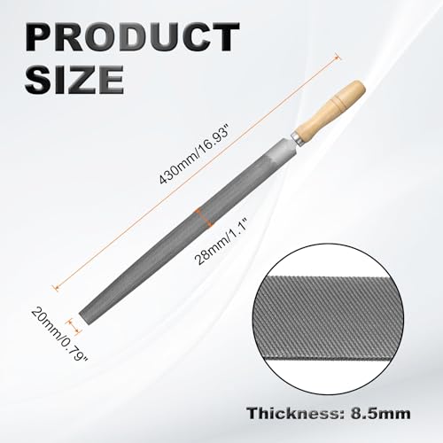 HARFINGTON 12" Half Round Medium Cut File Double Cut Teeth Bastard - size: 12"