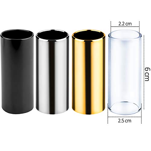 Augshy 4 Pieces Medium Guitar Slides for Acoustic,Stainless Stell Guitar Slides for Electric,Glass Guitar Slide and 8 Pieces Plastic Thumb & Finger Picks Guitar Accessories - color: Multicolor 1