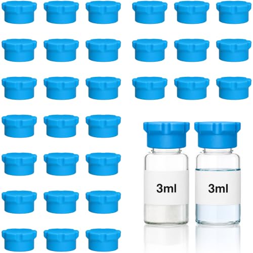 30 Pack 3ml Peptide Vial Caps, Silicone Vials Covers (Blue) - color: Blue