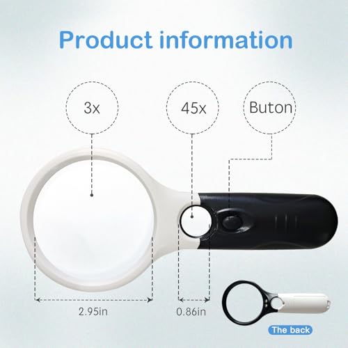 Wapodeai 3X 45X High Magnification, Suitable for Reading - color: White&black
