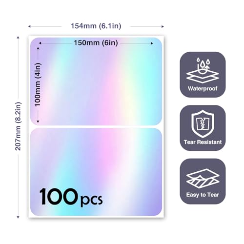 JIEHENG 100Pcs Large Laser Labels for Storage Bins,6x4 Inch Labels - color: Laser