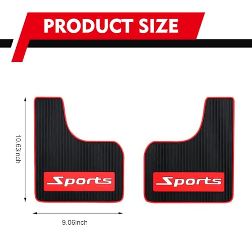 2 PCS Car Mud Flaps, 9.06" x 10.63" Soft Rubber Wheel Fender Splash Guard, Non-Collision Front and Rear Splash Mudguard, Universal for Most Cars SUVs Trucks (Sports) - color: Red & Black