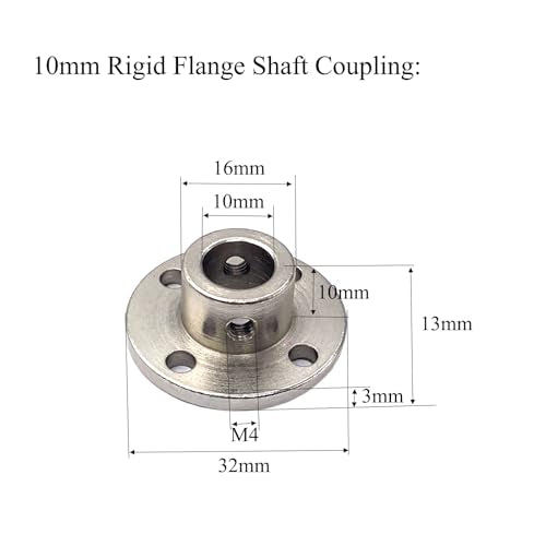 6 Pcs 10mm Rigid Flange Shaft Couplings,High Hardness Metal Flanged Shaft Collars with Hex Wrench and Screws for DIY Model Motors Coupler - size: 10mm