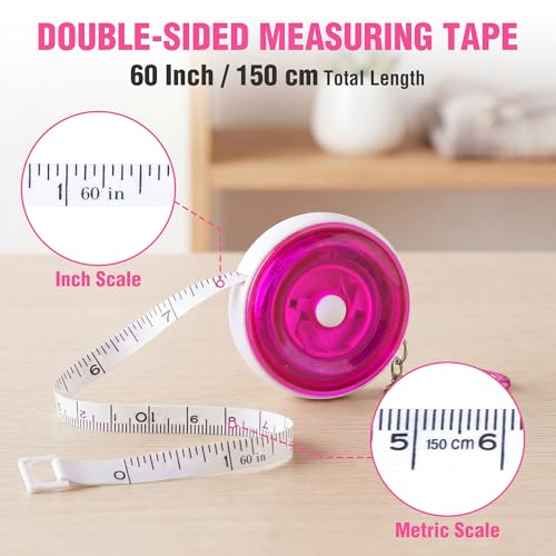 WORKPRO Soft Tape Measure, 60" Retractable Body Measuring Tape, Pink 2-Pack - color: Pink