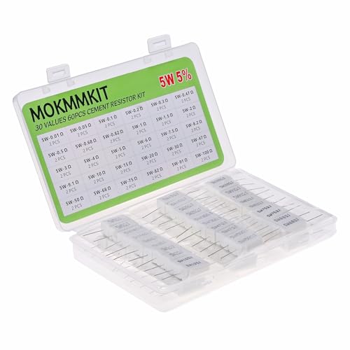 30 Values 5W Ceramic Cement Resistor Kit 0.01 Ohm - 100 Ohm - size: 0.01Ω-100Ω 60 PCS