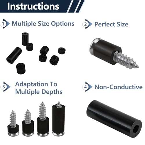 170Pcs Electrical Outlet ABS Spacers,ID 6.2mm OD 3mm 4mm 5mm 6mm 8mm 10mm 12mm 15mm 18mm 20mm,Spacer Assortment Kit,Without Threaded,Switch and Receptacle Spacers for M6 Screws