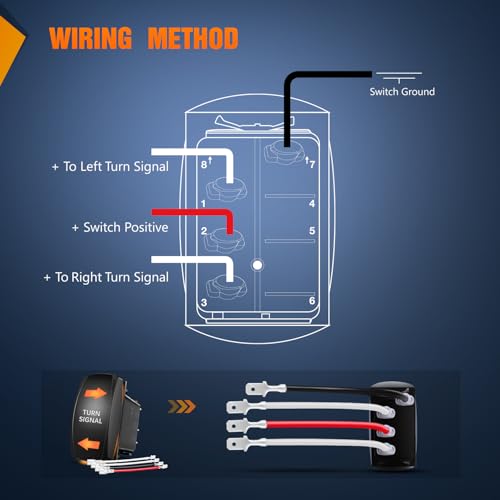 Nilight Turn Signal Switch Amber 4Pin ON Off ON Rocker Switch Laser Etched SPDT Toggle Switches 12V 20A 24V 10A Jumper Wires for Cars RVs Boats Campers Trailers - size: TURN SIGNAL AMBER