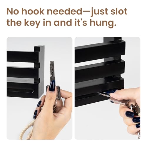AELS Black Wall Mounted Key Holder with Acrylic Vase & Mail Organizer, Wooden Entryway Key Rack with 5.9" Test Tube Vase, Decorative Key Hanger with Slot for Keys and Letters, Gift Idea - color: Black