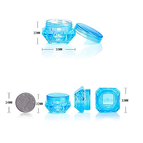 50 Pcs 5 Gram/5 ML Cosmetic Sample Empty Container Plastic Clear Cosmetic Pot Jars with Lids Diamond-shape Makeup Jars Bottles for Eye Shadow Nails Powder Jewelry,Mix-Color