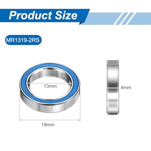 uxcell 8 Pcs MR1319-2RS Micro Bearings, 13x19x4mm Chrome Steel, ABEC7 - size: MR1319-2RS