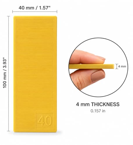 (Pack of 10) 5/32" (4 mm) Plastic Flat Washers Glazing Blocks 1.57 x 3.93 (40 x 100 mm) Framer Spacers Door and Window Packers (Yellow) - size: 5/32" (4 mm, Yellow)