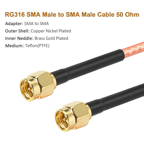 MOOKEERF SMA Male to SMA Male Cable - 20FT RG316 SMA Extension Cable 50 ohm for Router, Test Equipment, Signal Enhancer, Wireless Adapter,WiFi Antenna Applications - size: 20FT