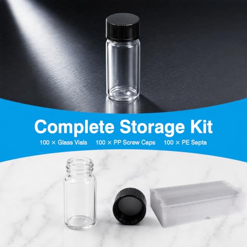 10mL Glass Storage Vial, 18-400 Screw Cap with PE Liner, 100-Pack - size: 10ml