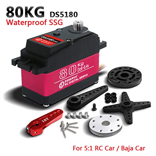 ZOSKAY 80KG Digital Servo 8.4V High Voltage Metal Gear Large Torque High Speed 1/5 Baja Servo Motor (180 Degrees) - size: 180 Degrees