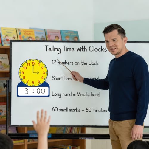 Magnetic Dry Erase Teaching Clock, Analog & Digital Time - size: 12x10" Rectangle