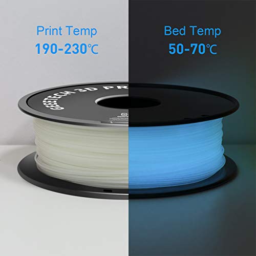 GEEETECH Glow Blue in The Dark PLA, 3D Printer PLA Filament 1.75mm, Dimensional Accuracy +/- 0.03 mm, 1kg (2.2LBS)/Spool - color: 1kg Glow Blue