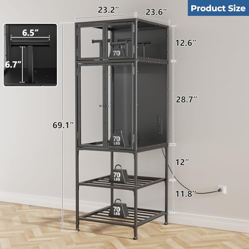 KEIKI 3D Printer Cabinet with Filament Storage Rack and Holder, Heavy Duty Acrylic Enclosure Featuring Noise Reducing Dust Proof Design, T-Bar Organizer Workbench for Studio Office, Black - color: Black Cabinet