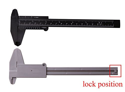 Penta Angel 2Pcs Plastic Caliper Inch/Metric 6Inch 150mm Mini Caliper Double Scale Ruler Measuring Tool for Student (Gray and Black)
