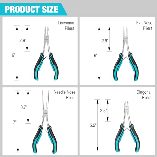 DURATECH 4PCS Long Reach Pliers Set with Pouch, Mini Extra Long Pliers Set - style: 4PCS